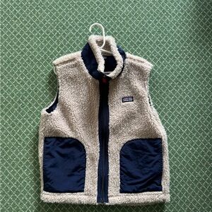 Patagonia Kids' Cream and Blue Fleece Vest